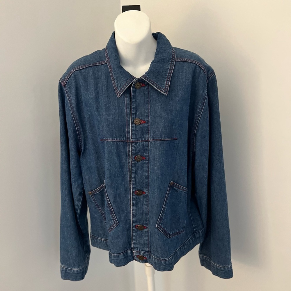 Democracy Buttondown Denim Jacket Sz. L - Picture 5 of 11